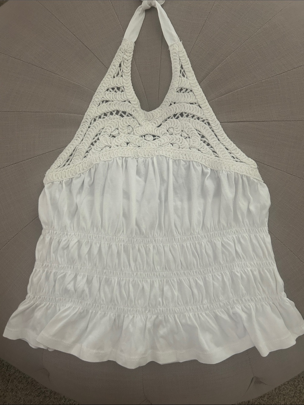 White Crochet Halter Smocked Top BB Dakota Steve Madden NWT